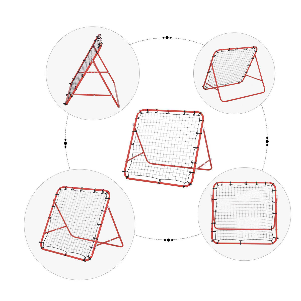 REBOUNDER DE-18596 verstellbarer Winkel mit 20 elastischen Seilen - Rot, Kunststoff (80/96cm) - ComfortXL