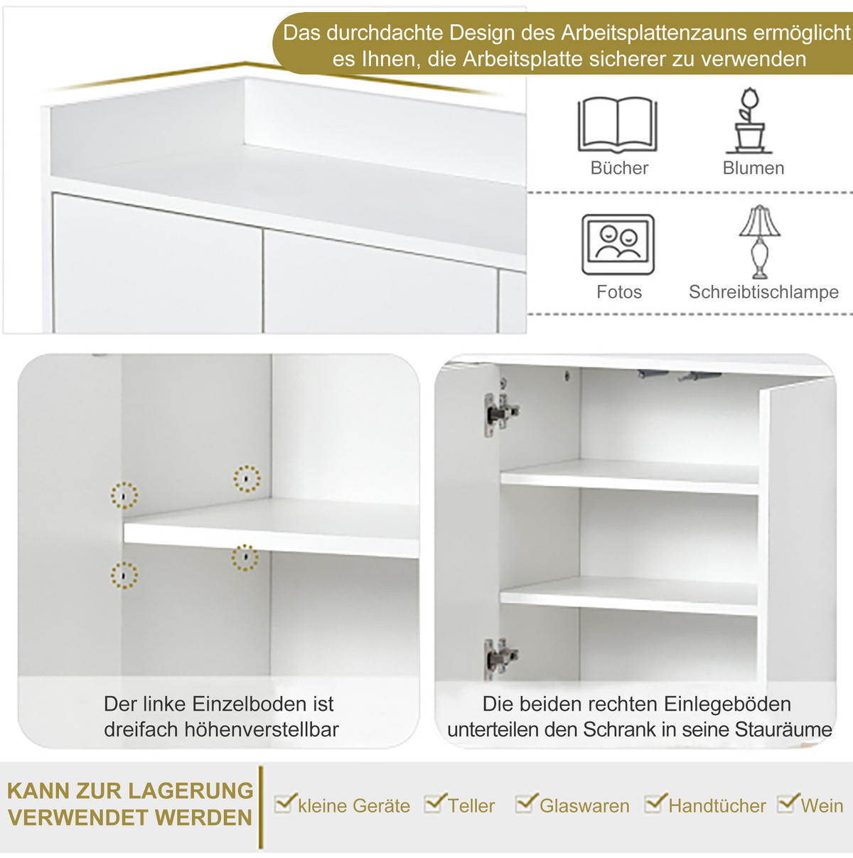 SIDEBOARD 120/30/80 cm weiß aus Holzwerkstoff mit 4 Türen - Weiß, Holzwerkstoff (120/80/30cm) - OKWISH