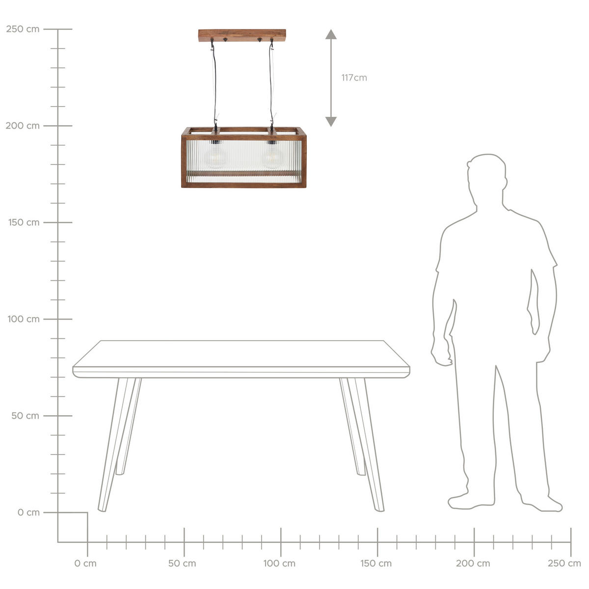 HÄNGELEUCHTE Penna 25/65/151 cm - Hellbraun, Holz (25/65/151cm) - Beliani