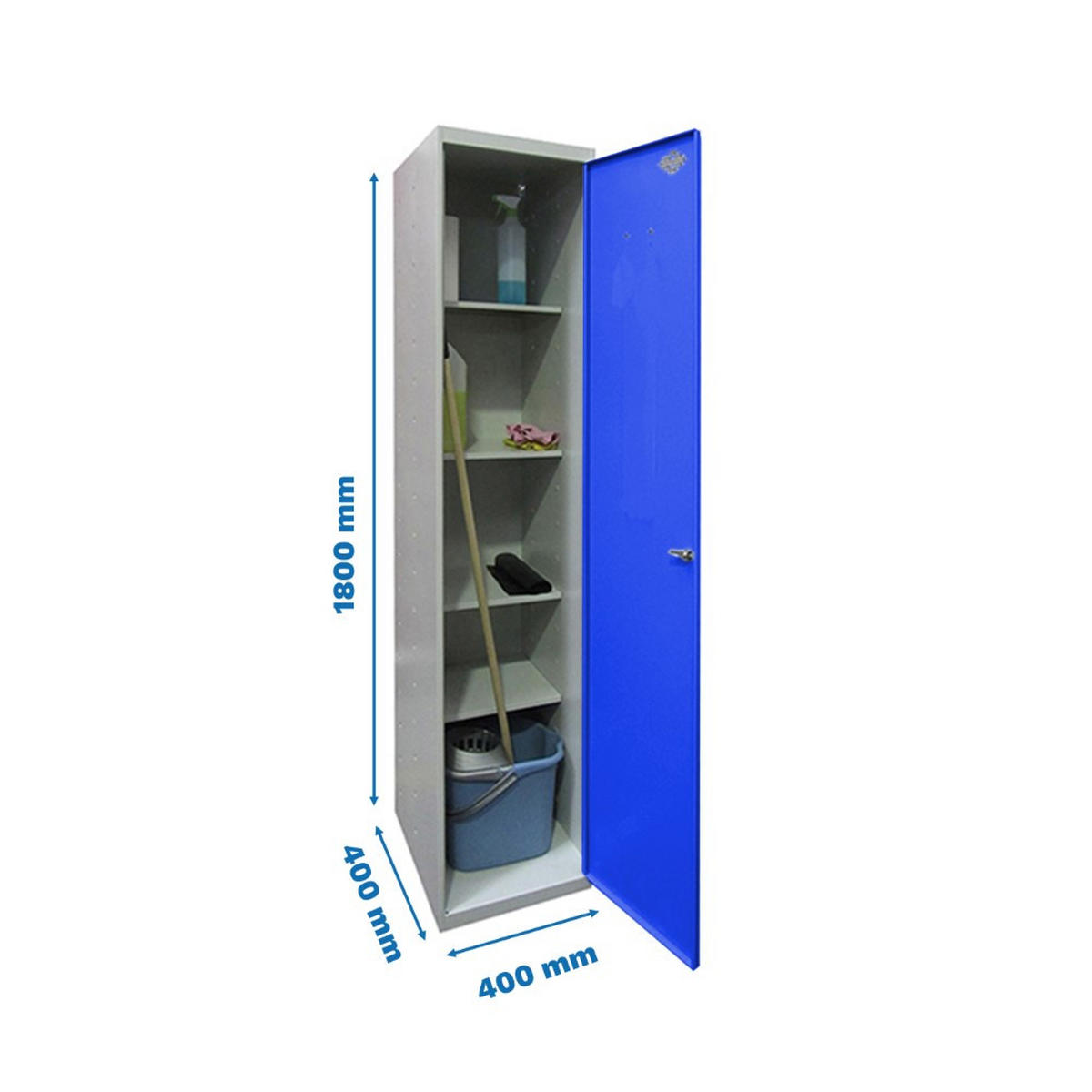 PUTZMITTELSCHRANK Amego HxBxT 180x40x40 cm 4x Fachboden Blau-Grau - Blau, Metall (40/180/40cm) - PROREGAL