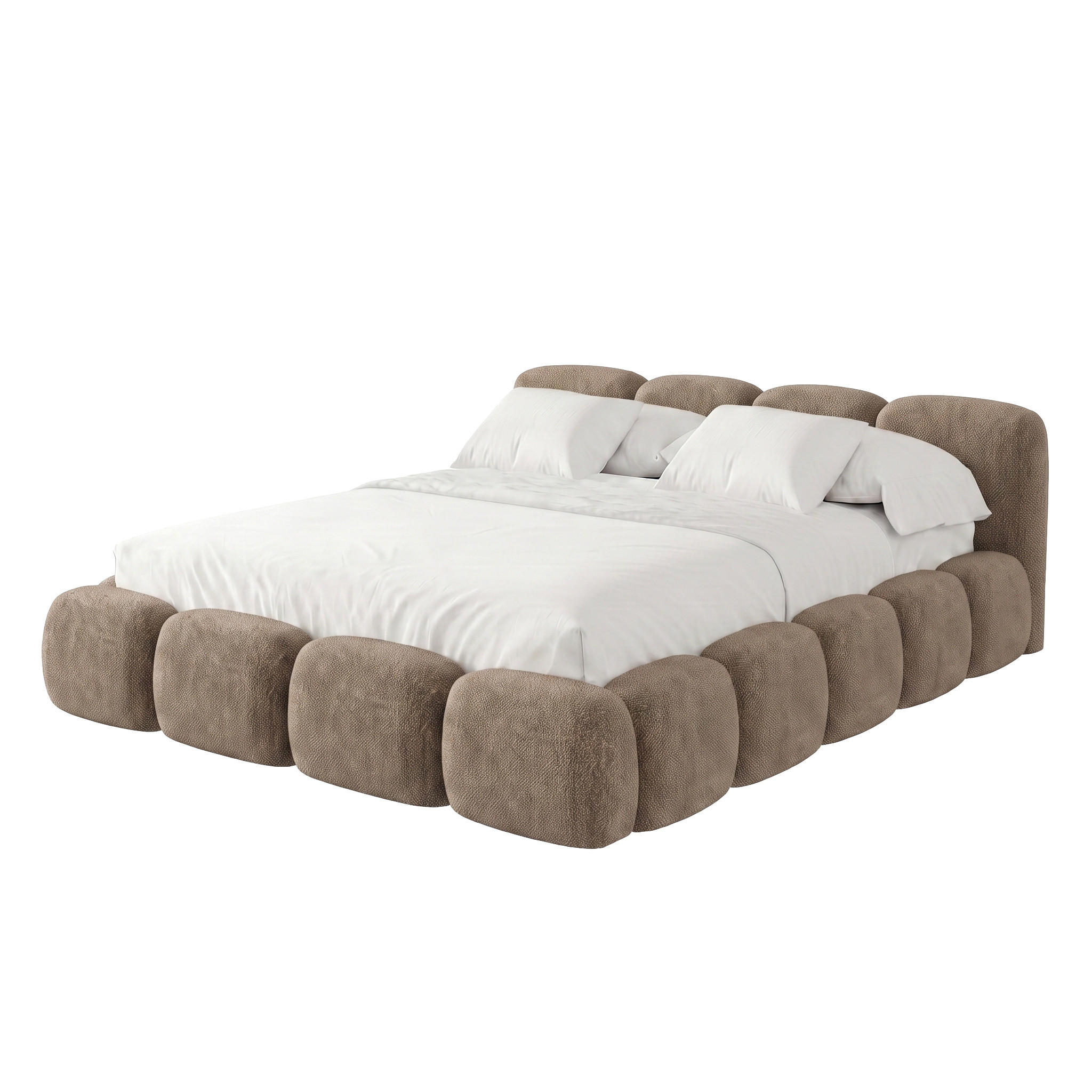 POLSTERBETT SUENO 180x200 cm in Beige, gepolstertes Kopfteil, Metalllattenrost, Bettkasten, Chenille-Stoff - Beige/Naturfarben, Holz/Textil (180/200cm) - Muffo