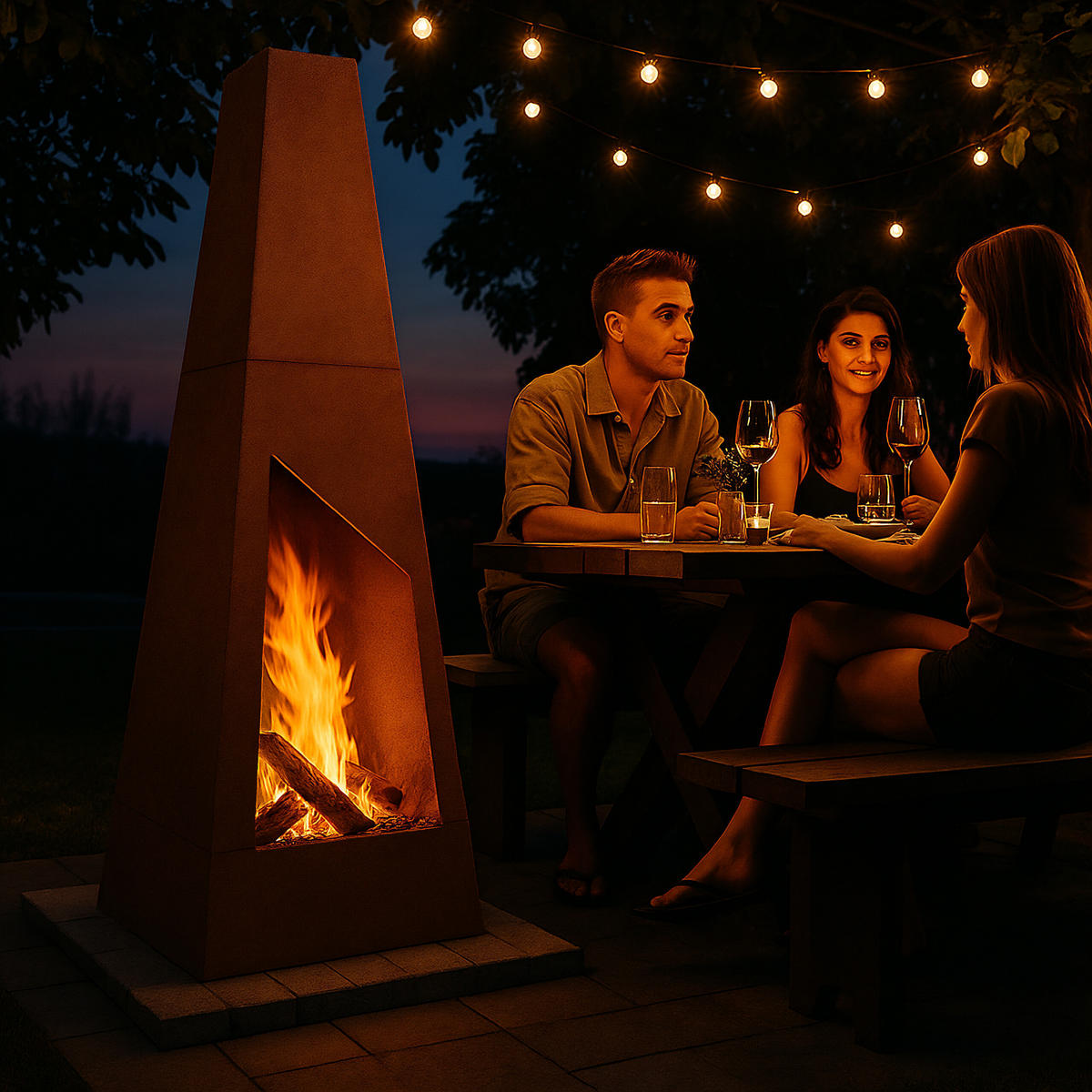 GARTENKAMIN - Braun, Metall (45/149/45cm) - Relaxdays