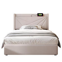 POLSTERBETT 90/200 cm Beige aus Baumwolle, Leinen und Metall mit Bettkasten und Ladefunktion - Beige, Textil (90/200cm) - OKMYHOME