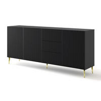 KOMMODE Schwarz, Schwarz, Gold 200/87/42 - Schwarz, Holzwerkstoff (200/87/42cm) - RAUMHIRSCH FURNITURE