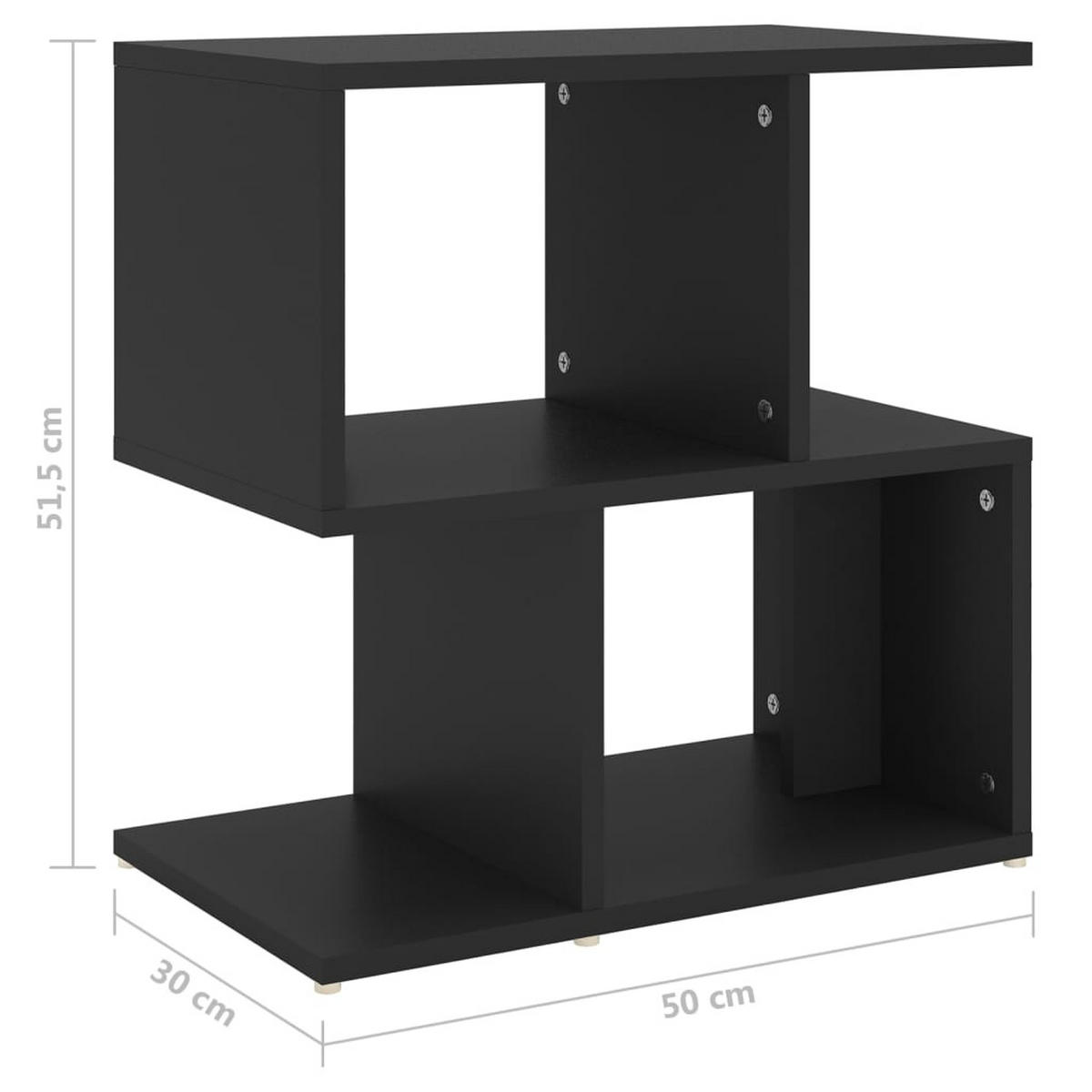 NACHTTISCH 2-teilig mit offenen Fächern 50/30/51,5 cm aus Holzwerkstoff in Schwarz - Schwarz, Holz (50/51.5/30cm) - vidaXL