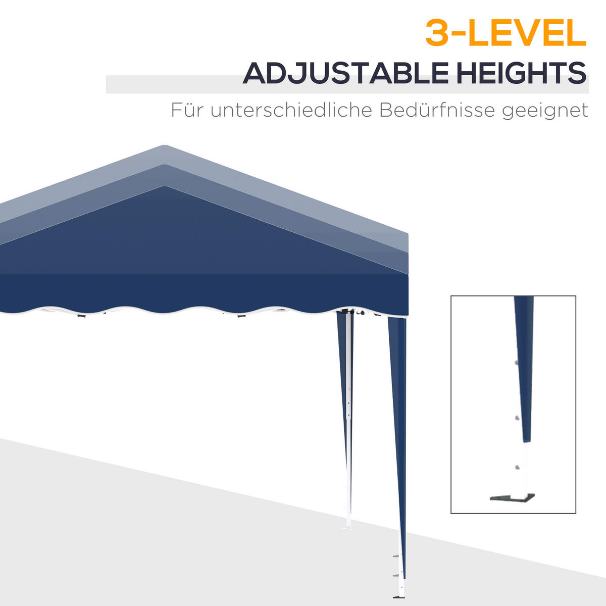 FALTPAVILLON, Braun, Stahl, Oxford-Gewebe - Blau, Metall (295/257/295cm) - Outsunny