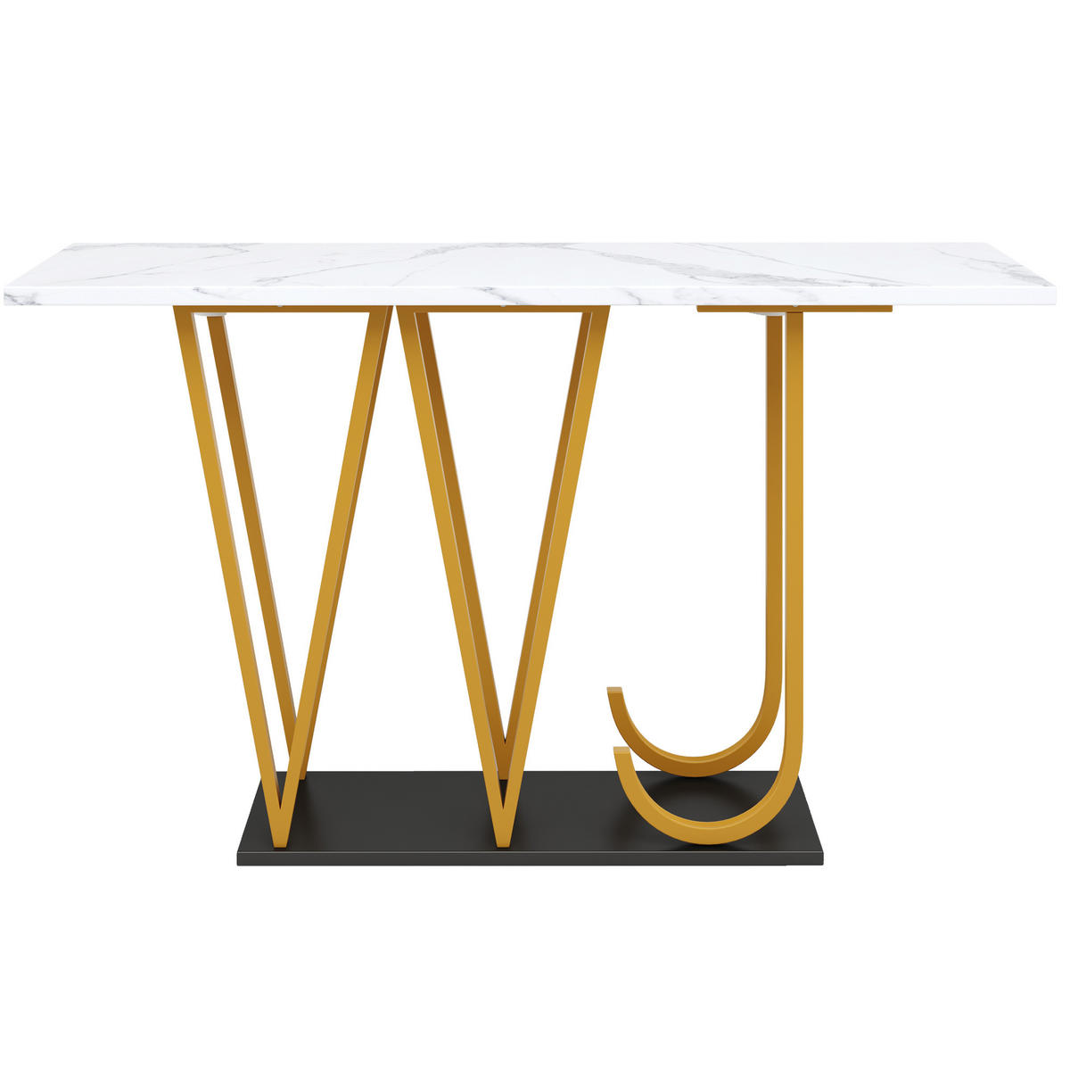 BEISTELLTISCH 120/29,5/80 cm in Weiß mit Marmoroptik und Metallgestell - Weiß, Holzwerkstoff (120/29.5/80cm) - Flora Grace