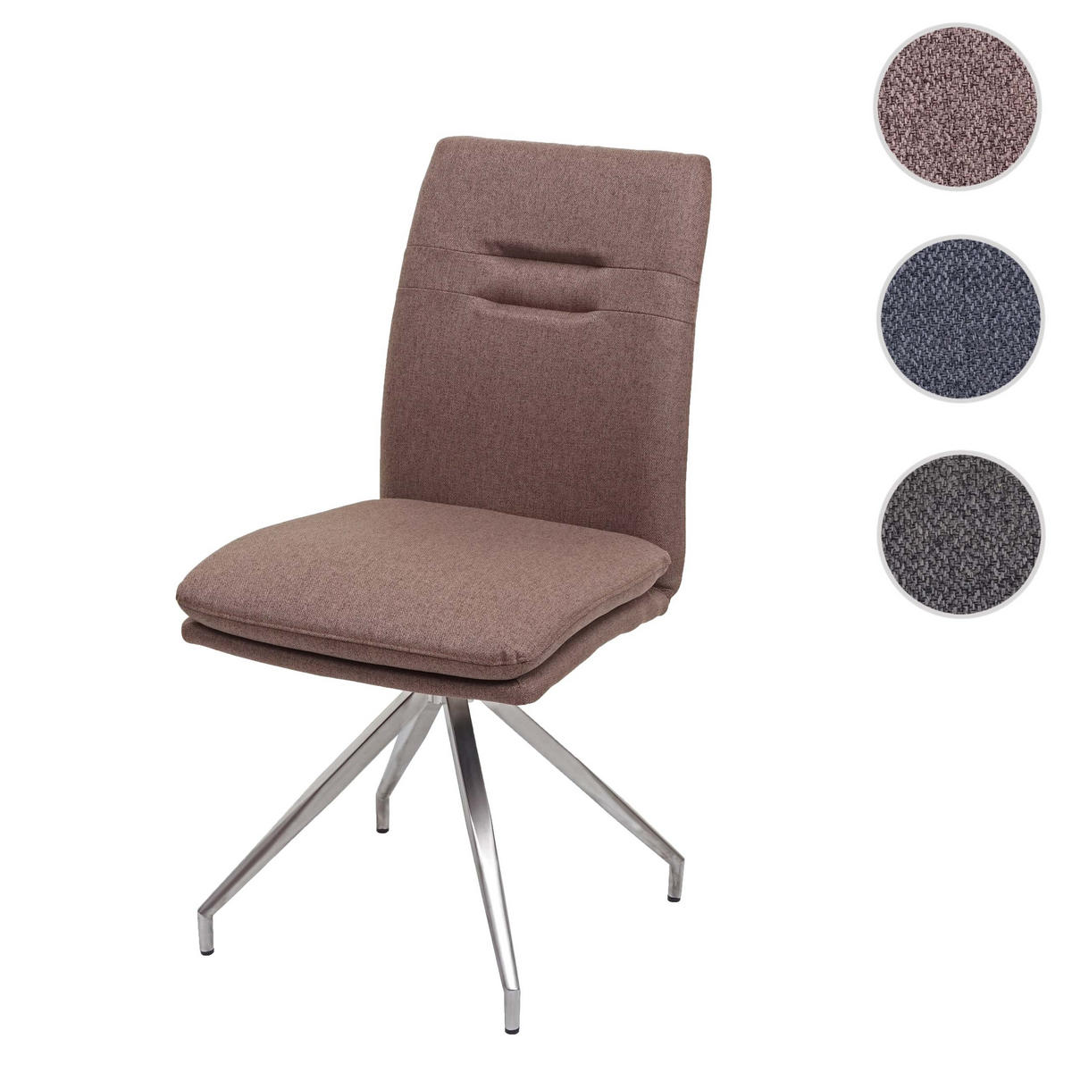 ESSZIMMERSTUHL 90x47x60cm Sitzhöhe 49cm Stoff/Textil Edelstahl gebürstet Braun - Braun, Textil (47/90/60cm) - CHEFGASTRO