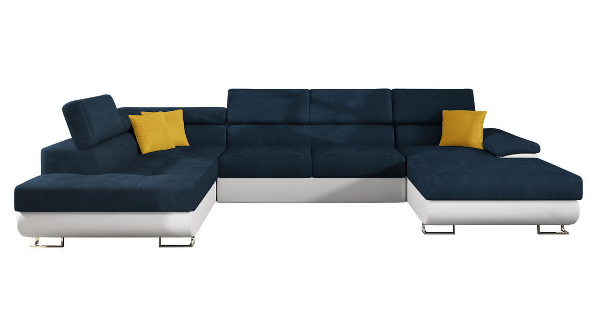 WOHNLANDSCHAFT Cotere Bis, Seite: Links - Blau, Holz (345/91/202cm) - MIRJAN24
