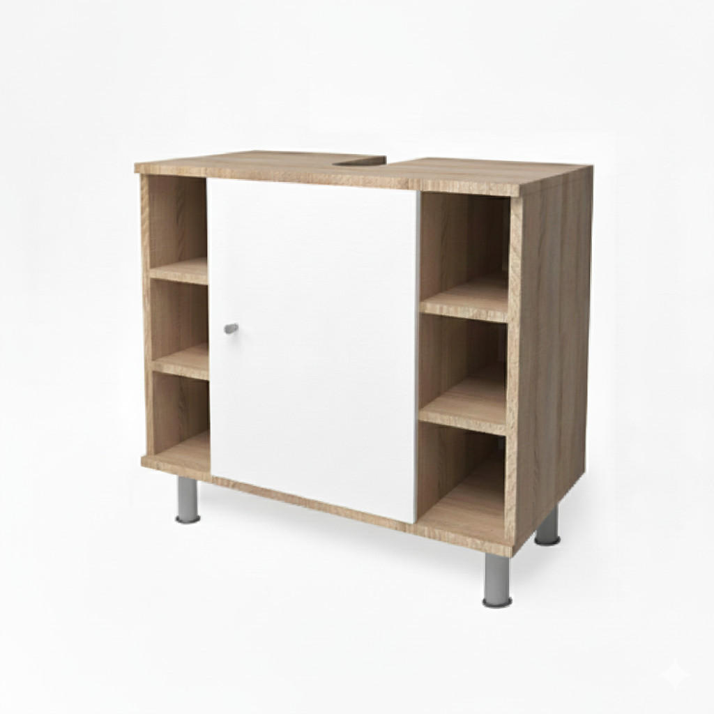 WASCHBECKENUNTERSCHRANK Fynn Sonoma 60 x 54 cm - Weiß/Sonoma Eiche, Holzwerkstoff (60/54/32cm) - Vicco