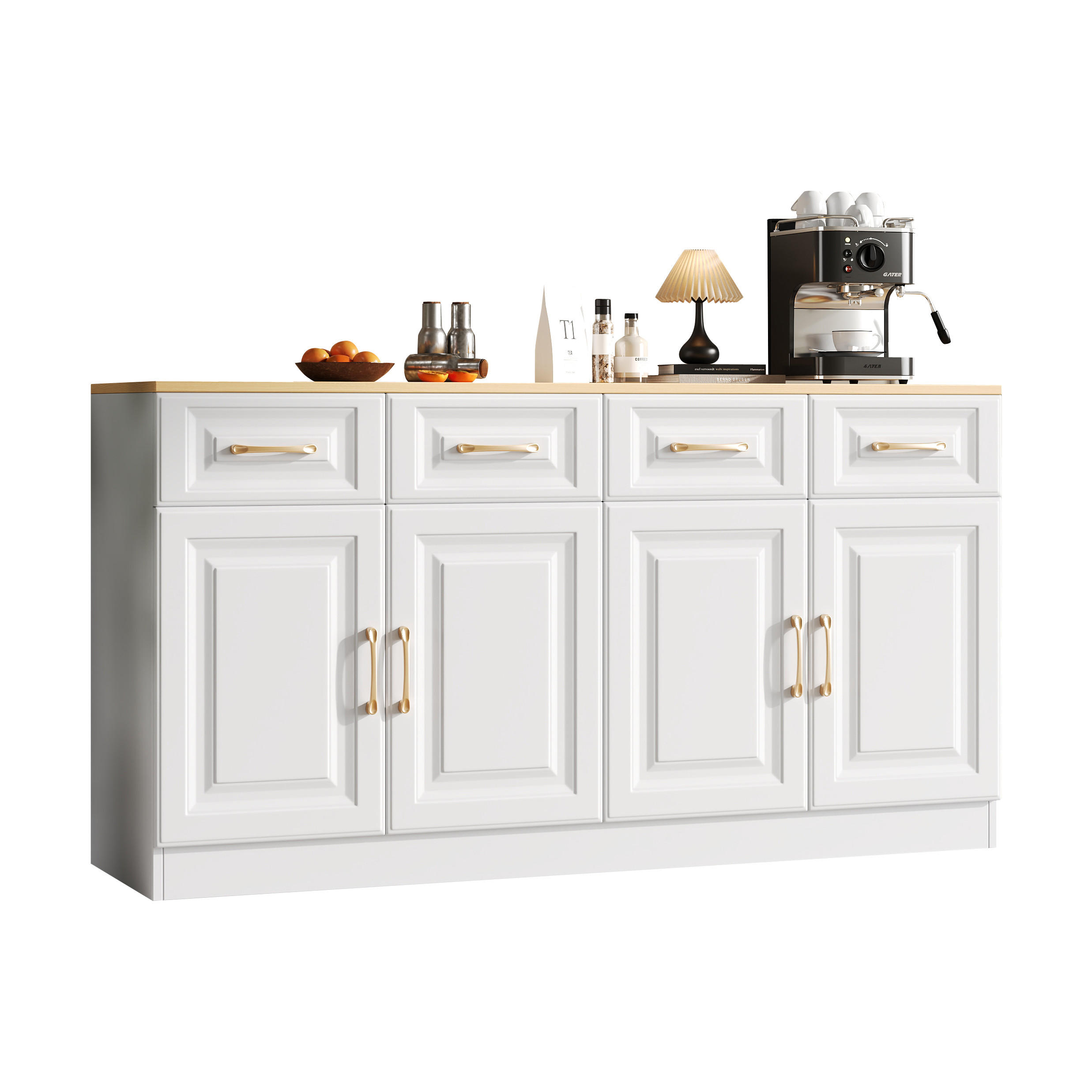 Evryae Sideboard Weiß, Eiche 140x75x40 cm