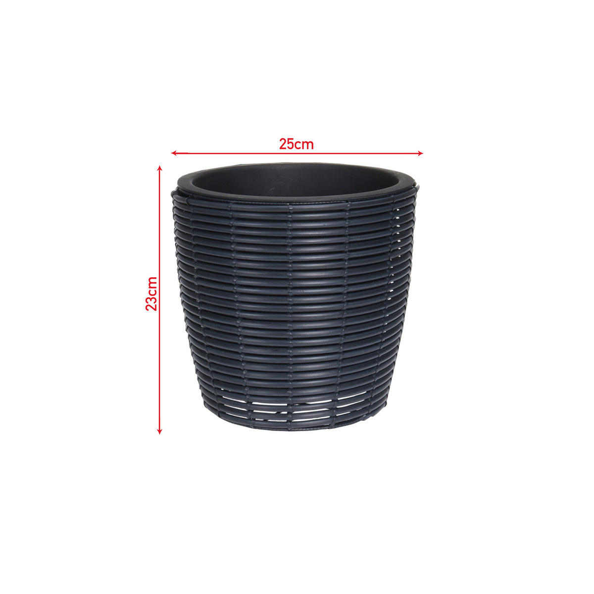 PFLANZGEFÄSS Schwarz 25/25/23 cm - Schwarz, Kunststoff (23cm) - Mobili Rebecca