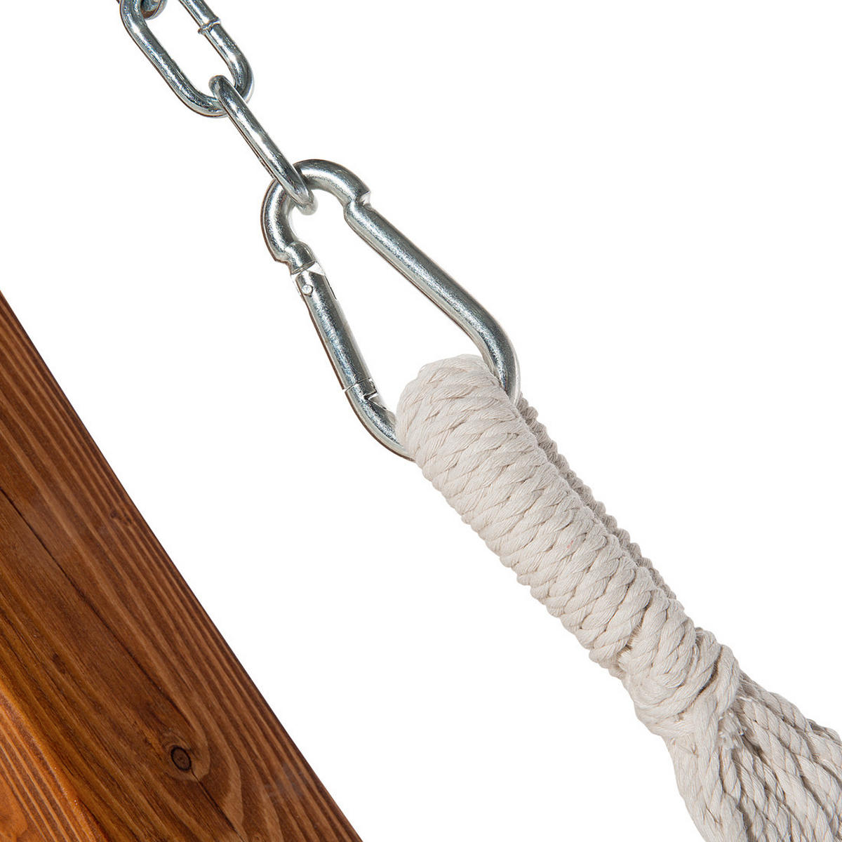 HÄNGEMATTE Weiß Treviso - Dunkelbraun/Weiß, Holz (415/122/124cm) - Beliani