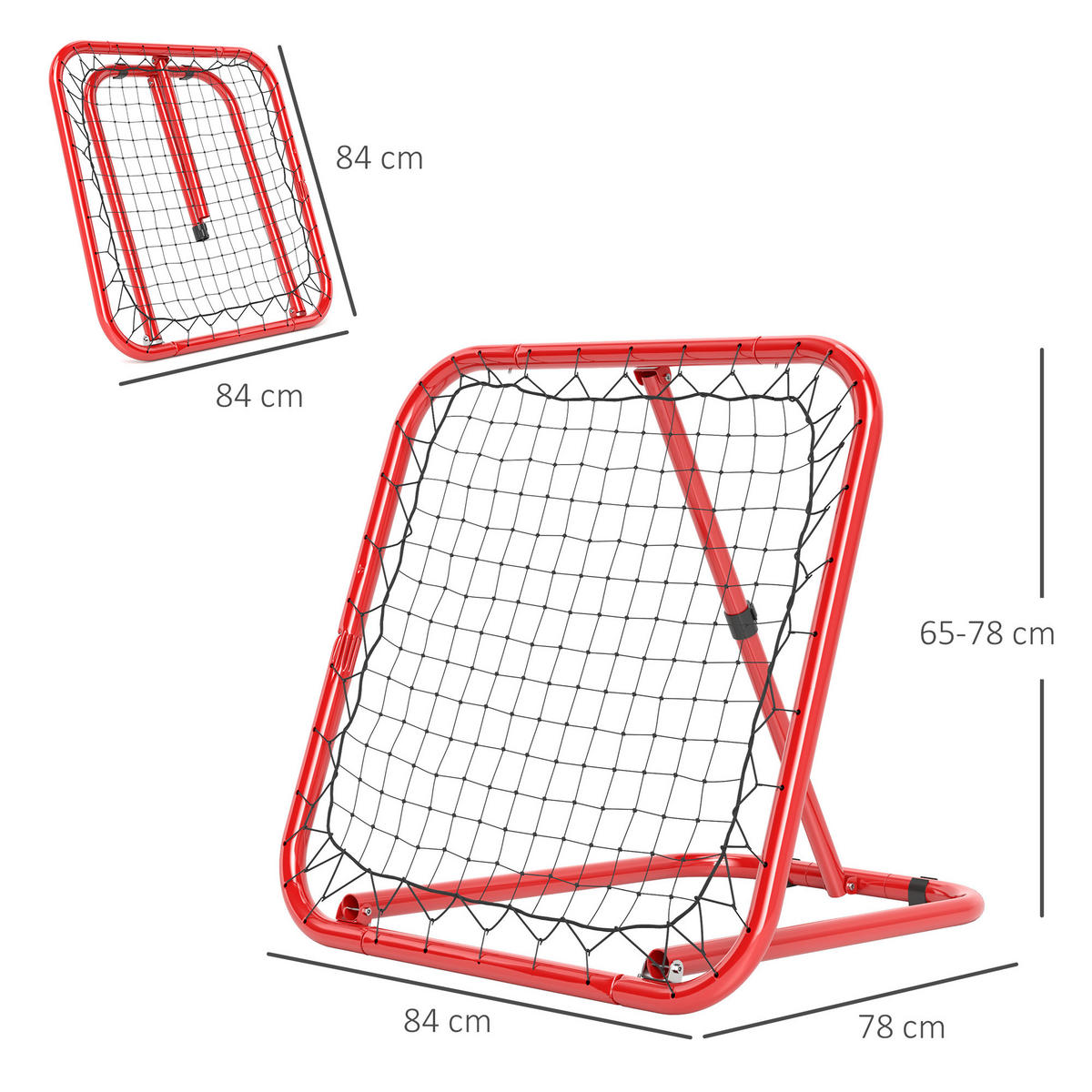 REBOUNDER für Fussball DE-10451 5-fach verstellbar, klappbar Rot - Rot, Metall (84/78cm) - ComfortXL