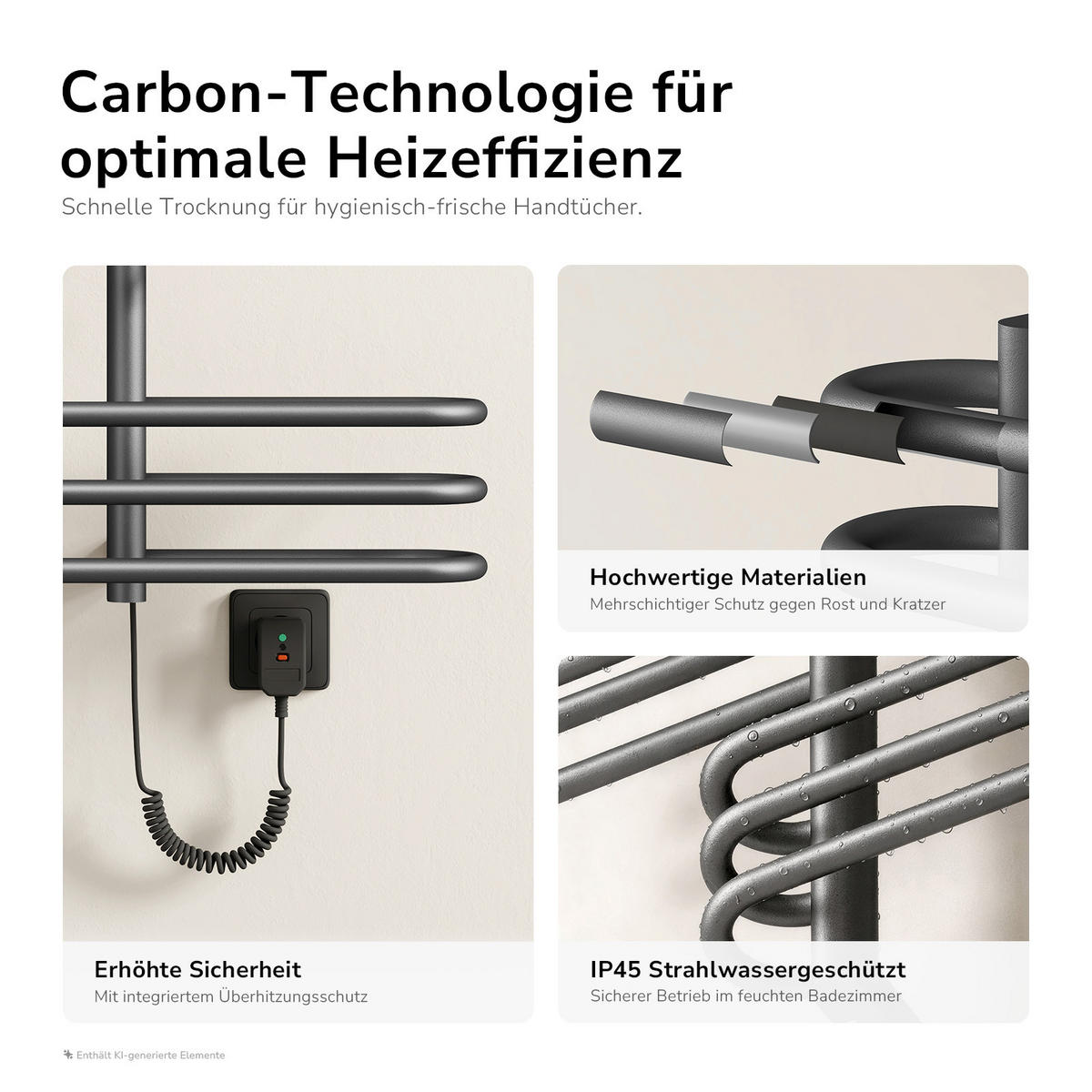 HEIZKÖRPER Elektrisch - Anthrazit, Metall (66/66/16.5cm) - EMKE