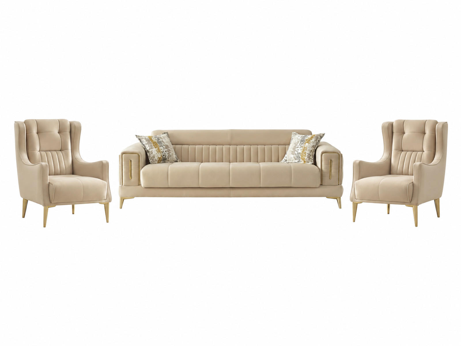 SITZGARNITUR Arica, Beige Stellvariante 3+1+1 - Beige, Holzwerkstoff/Kunststoff (240/80/95cm)