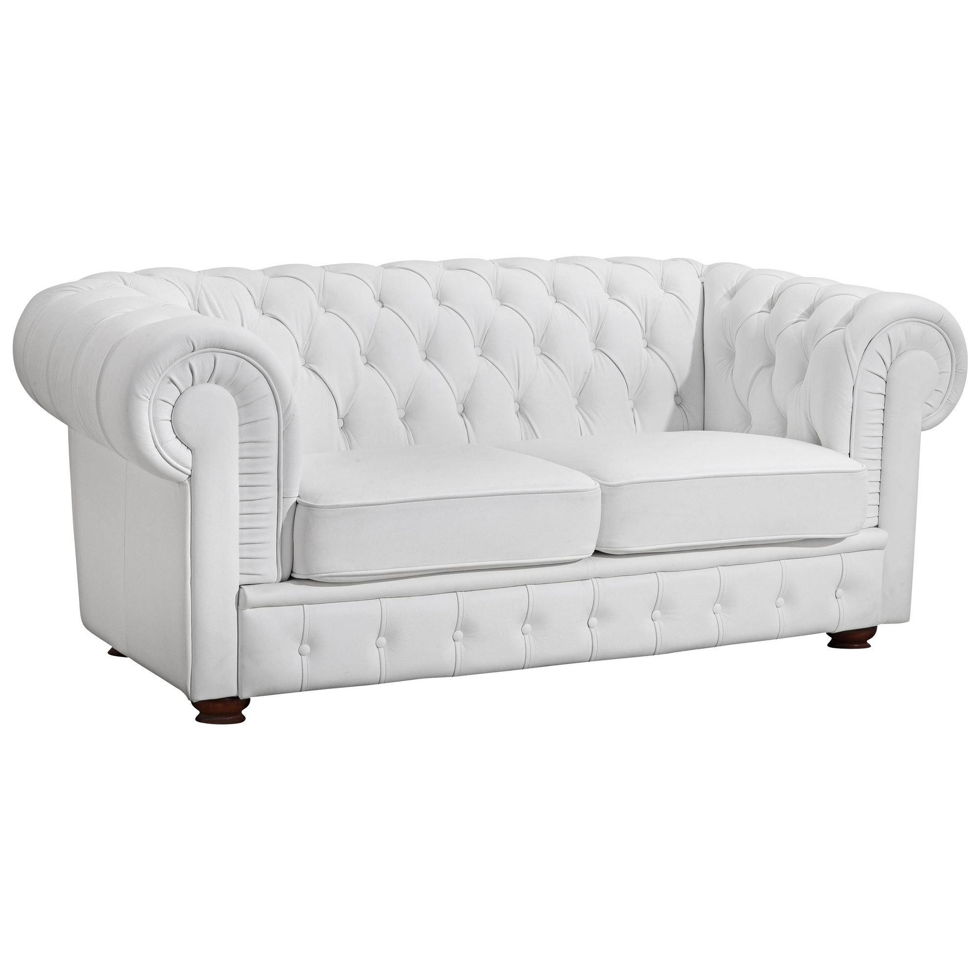 SOFA 2-Sitzer Kalea Bezug Kunstleder Buche nussbaum dunkel / weiß - Weiß, Kunststoff (172/76/98cm) - 58aufmkessel