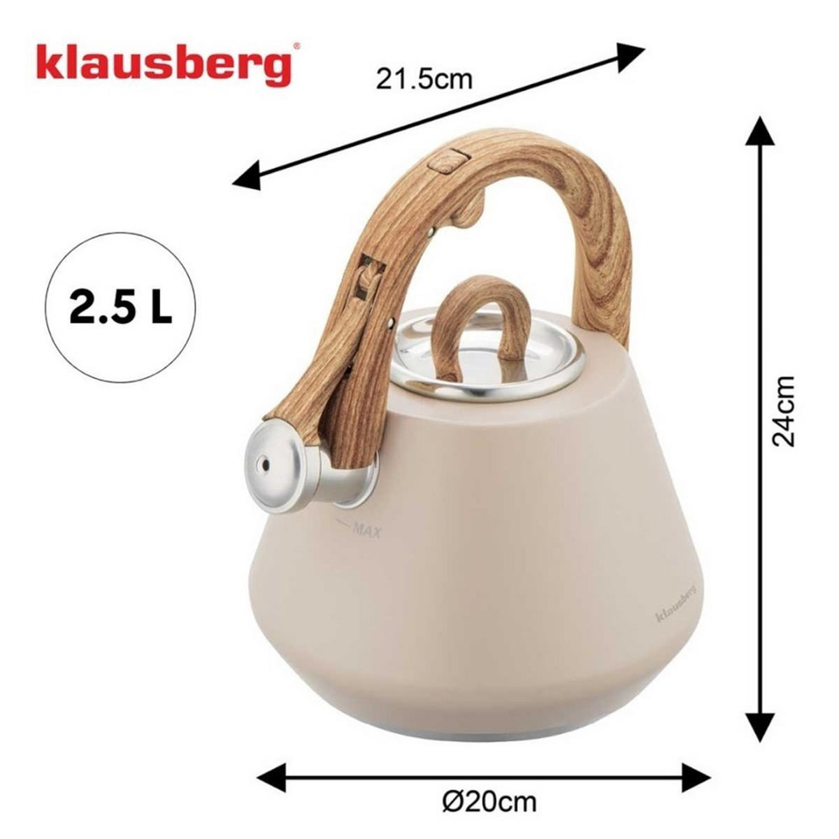 WASSERKESSEL Beige 21.5/20/24 cm KB7950 - Beige, Metall (21.5cm) - Klausberg 