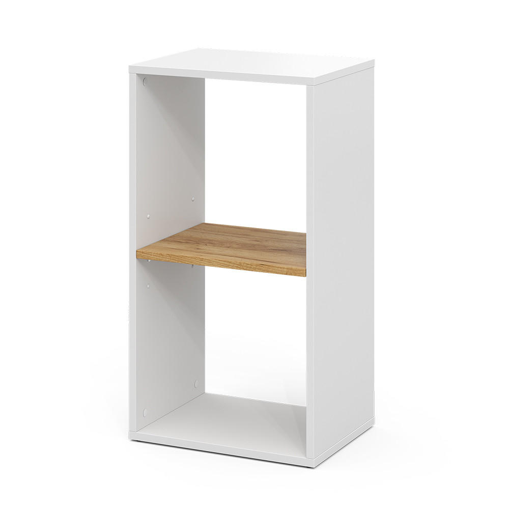 BÜCHERREGAL Tomy Weiß/Goldkraft Eiche 40 x 74 cm mit 2 offenen Fächern - Honigeiche/Weiß, Holzwerkstoff (40/74/30cm) - Vicco
