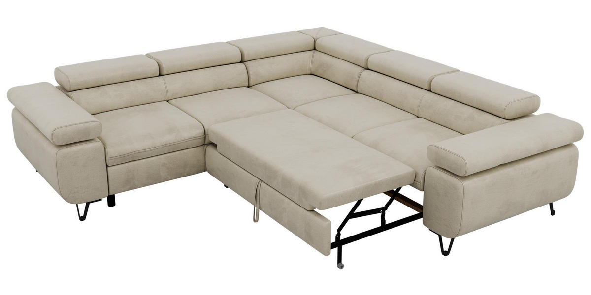 ECKSOFA QUADRO L - Beige Velvet - Links Seite - Beige/Schwarz, Textil/Metall (269/269cm) - MKS