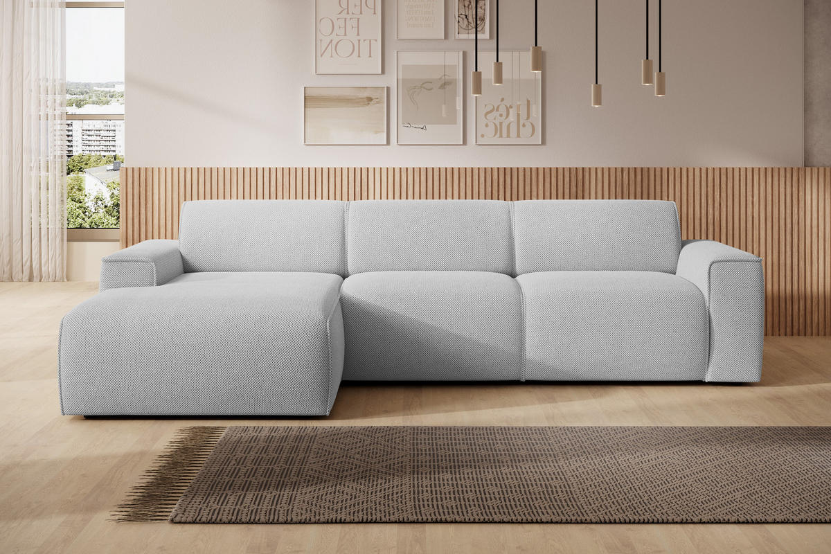 ECKSOFA L Form Didim mini Ivory 310/165/78 cm – stilvolle kleine Eckcouch L - Greige/Champagner, Kunststoff/Textil (165/310cm) - AX Living