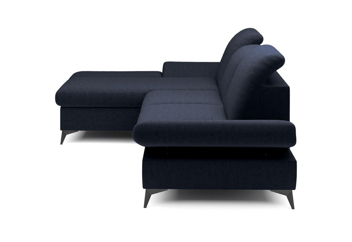 ECKSOFA FELICE L-S Dunkelblau Geflochtener Stoff mit Schlaffunktion - Dunkelblau, Holz (284/166cm) - MASSENO