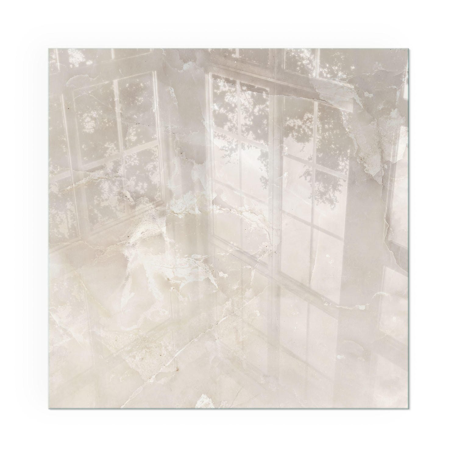 GLASPLATTE für Kamin 50x50 cm - Creme, Glas (50/50/0.4cm) - TULUP