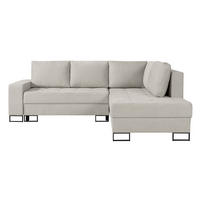 ECKSOFA Larelle Hellbeige Chenille 245 cm - Ecru/Schwarz, Textil/Metall (200/245cm) - Selsey