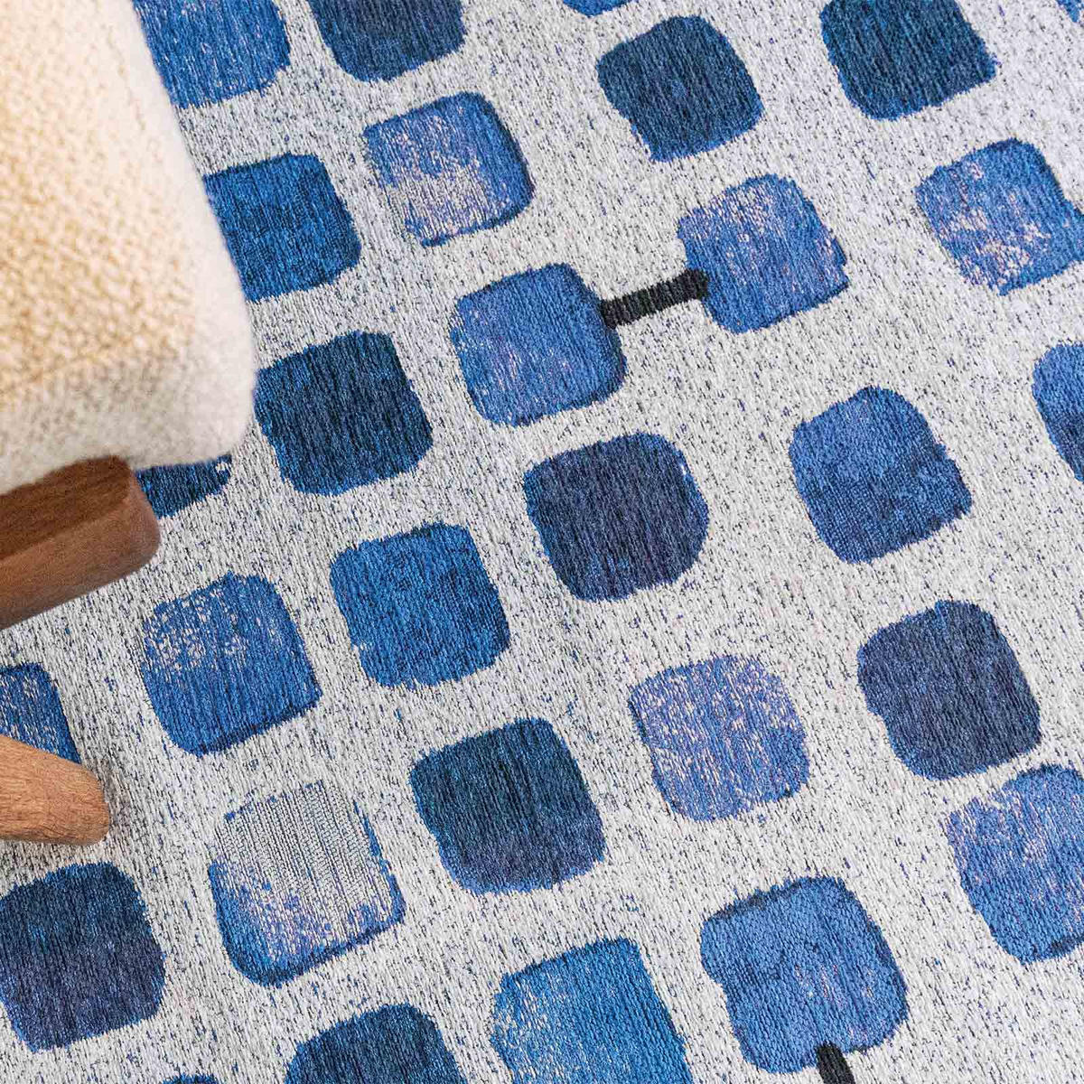 TEPPICH Flachgewebe SHADY STONES Blau 140 x 200 cm - Blau, Textil (140/200cm) - Novatrend