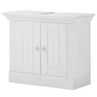 MASSIVER WASCHBECKENUNTERSCHRANK - Kiefer massiv - Silberfarben/Kieferfarben, Holz/Metall (73/61/33cm) - home24