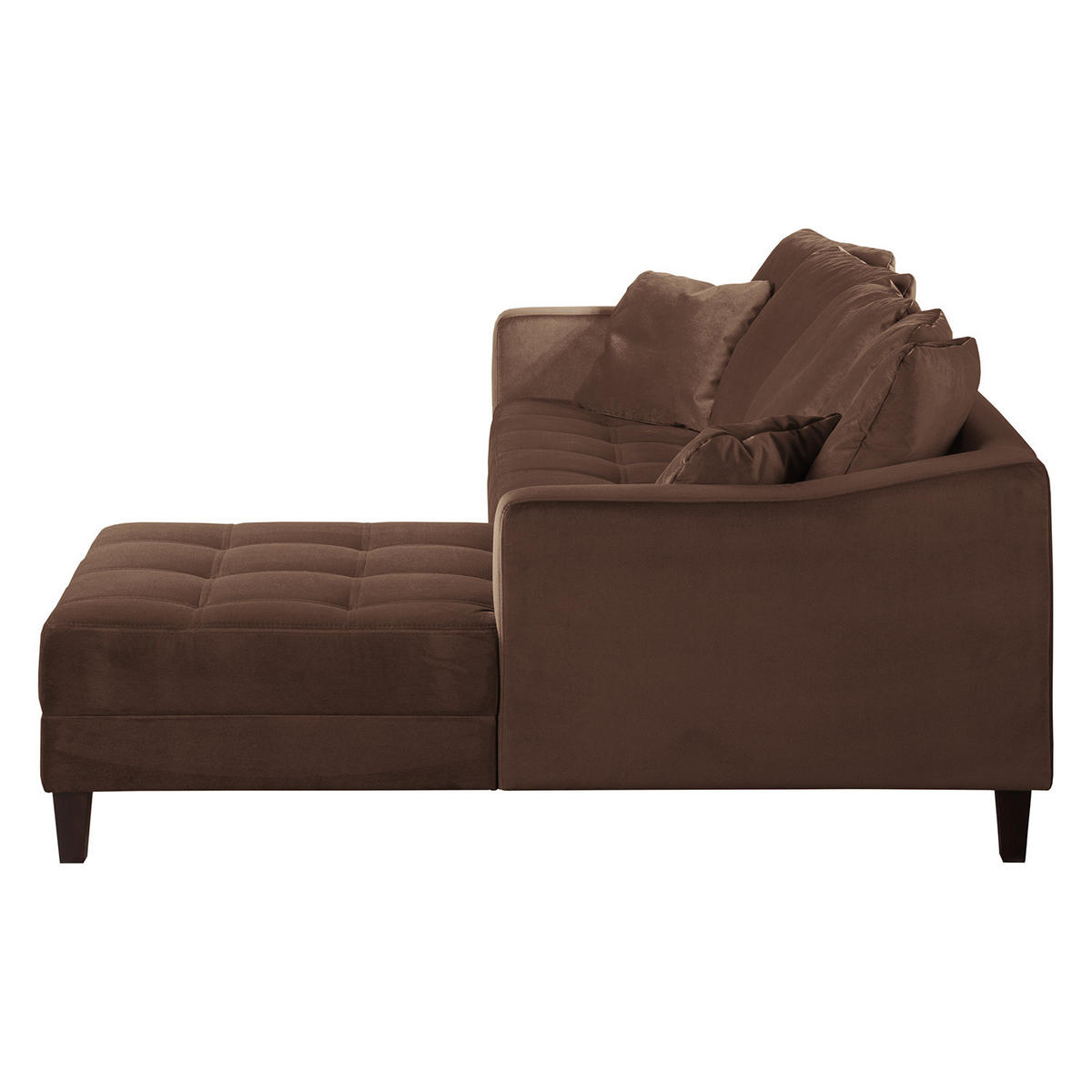 ECKSOFA mit Ottomane - Samt - Braun, Textil (254/165cm) - home24