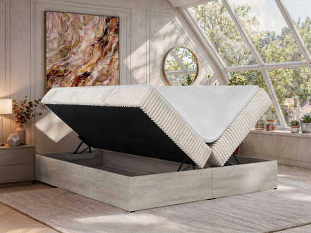 POSTEL BOXSPRING NORDIC ZERO 180/200 - Béžová Manšestr - Topper Visco - H4 - černá/béžová, textil/plast (180/200cm) - MKS