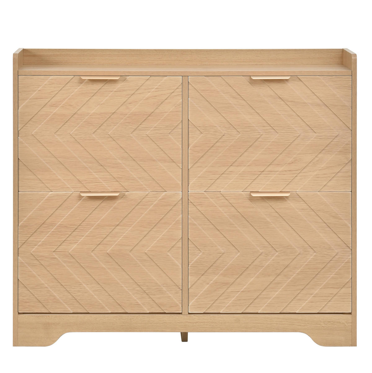 SCHUHSCHRANK 105/24/90 cm mit 4 Klappfächern, 3D-Strukturfront und Ablagefläche, MDF, Natur - Naturfarben, Holzwerkstoff (105/90/24cm) - Redom