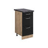 KÜCHENUNTERSCHRANK R-Line Schwarz Hochglanz 40 cm mit Schubladen AP Anthrazit - Schwarz Hochglanz/Eiche Wotan, Holzwerkstoff (40/81.6/60cm) - Vicco