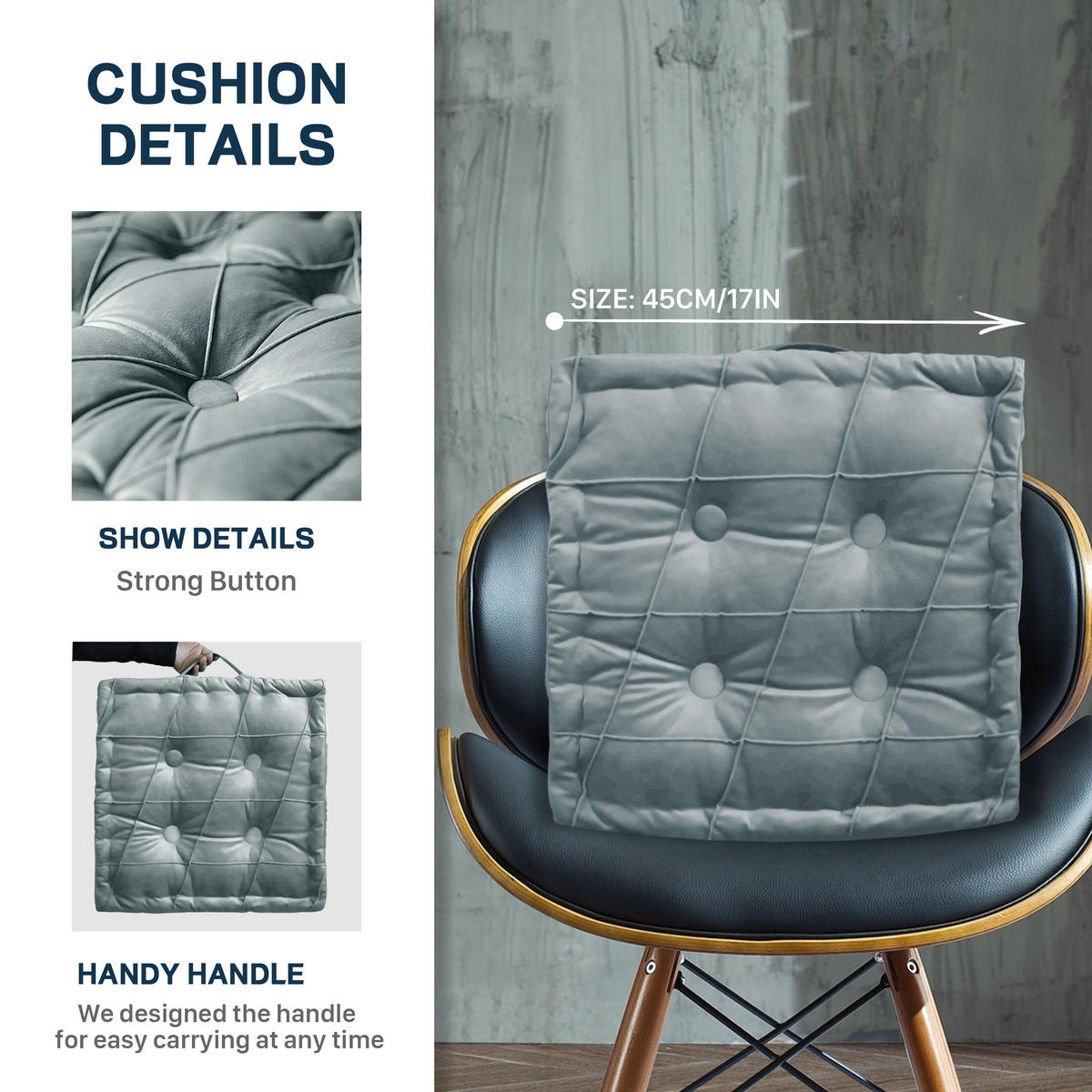 SITZKISSEN Bodenkissen Cord Quadrat 45*45cm - Grau, Textil (45/45/12cm) - Vercart