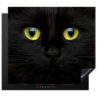 HERDABDECKPLATTE Katze - Augen - Gelb - Schwarz Herdabdeckung Induktionsfeld 60x52 cm - Schwarz, Kunststoff (60/52/0.2cm) - MuchoWow