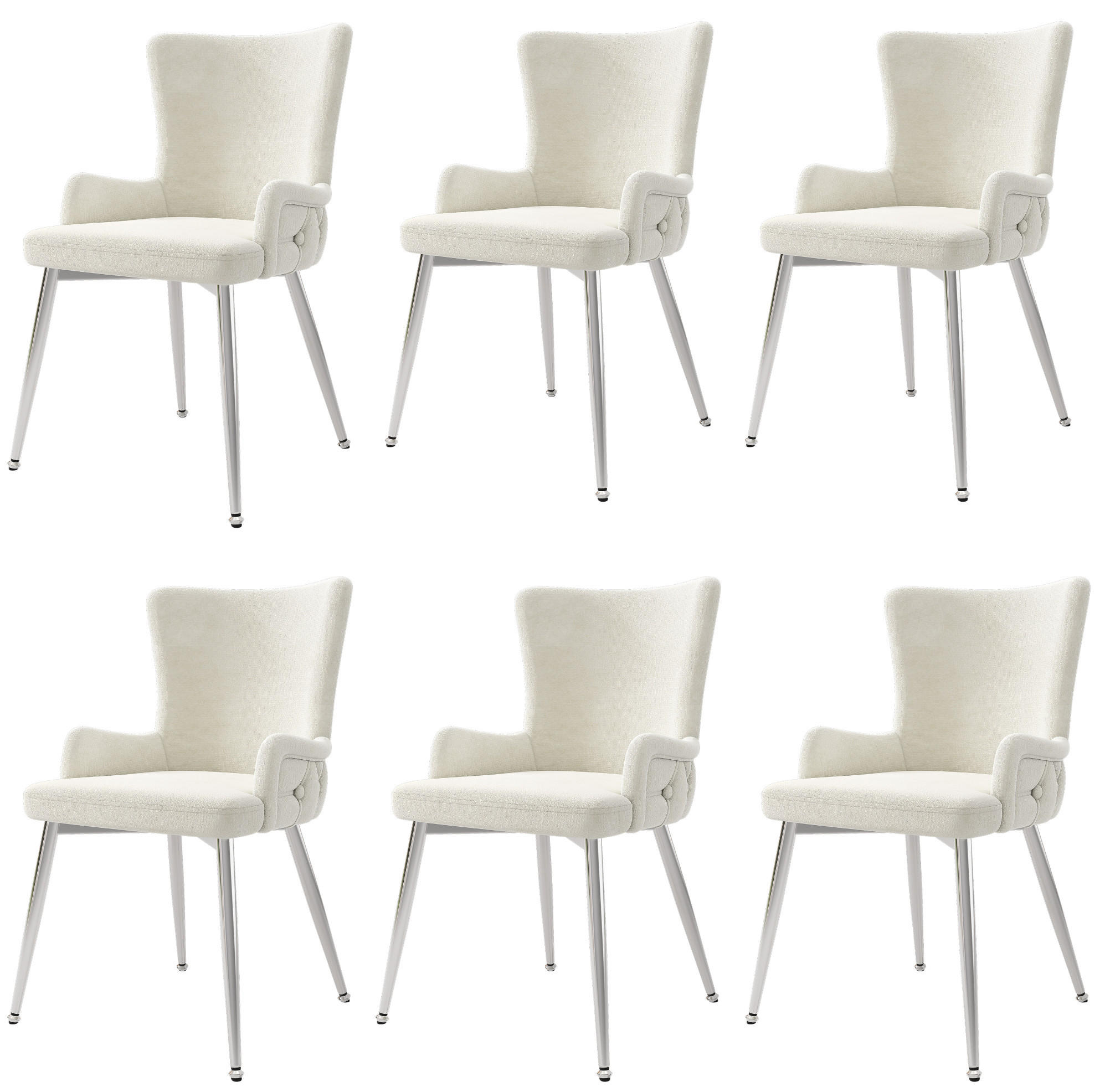 ESSZIMMERSTUHL 6er-Set Samt Beige mit Metallbeinen - Beige, Metall (47/85/49.2cm) - Meubliv
