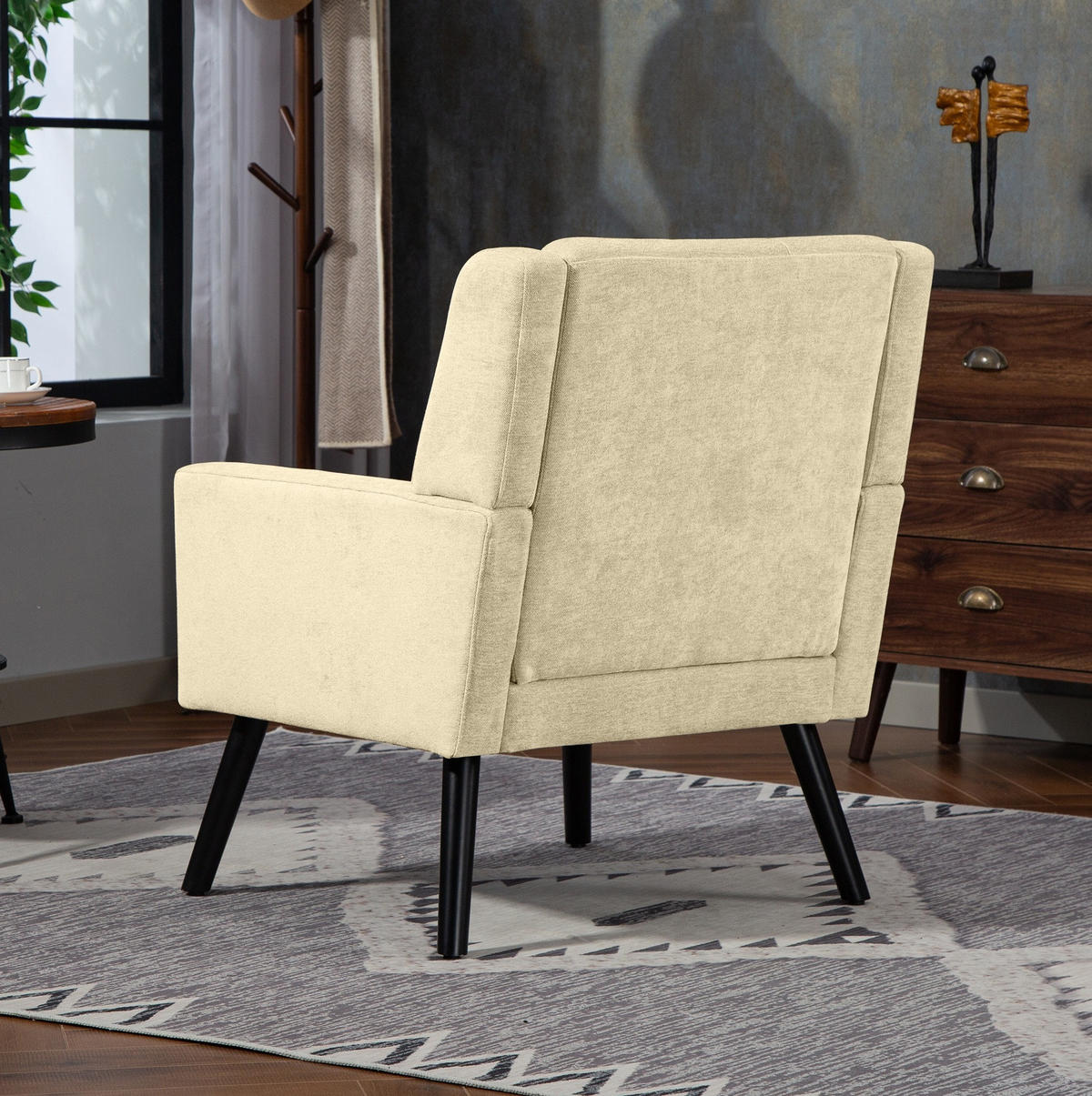 POLSTERSTUHL Leinen mit Tufting, Massivholzbeinen 68/76/88 cm Beige 130 kg - Beige, Textil (76/88/68cm) - Redom