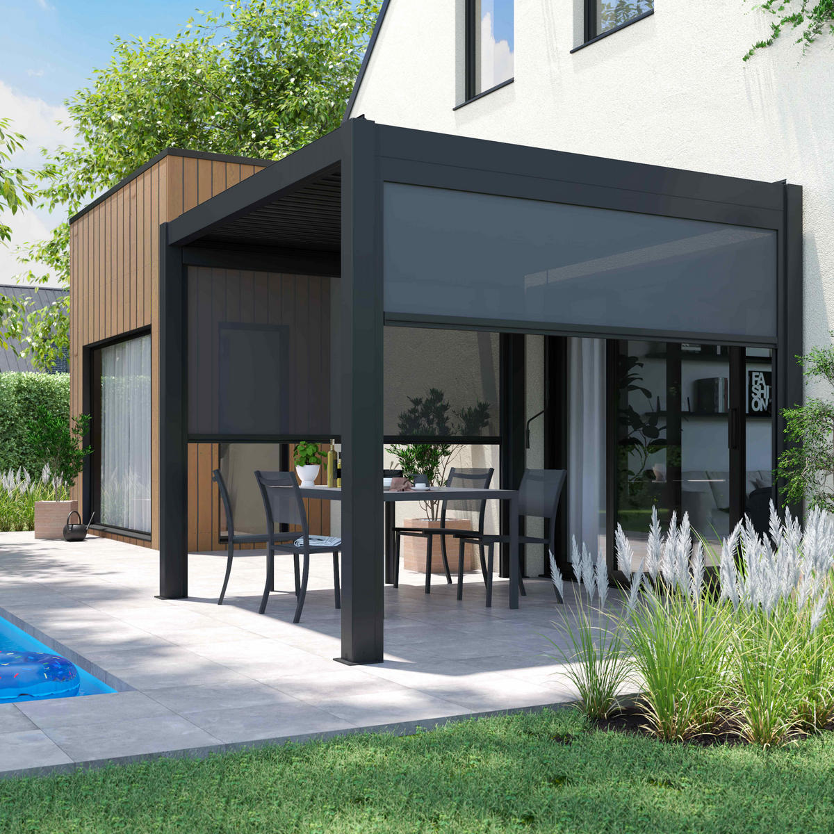 JALOUSIE 2,66x2,34m, Grau - Grau, Metall (234/2/266cm) - Oviala