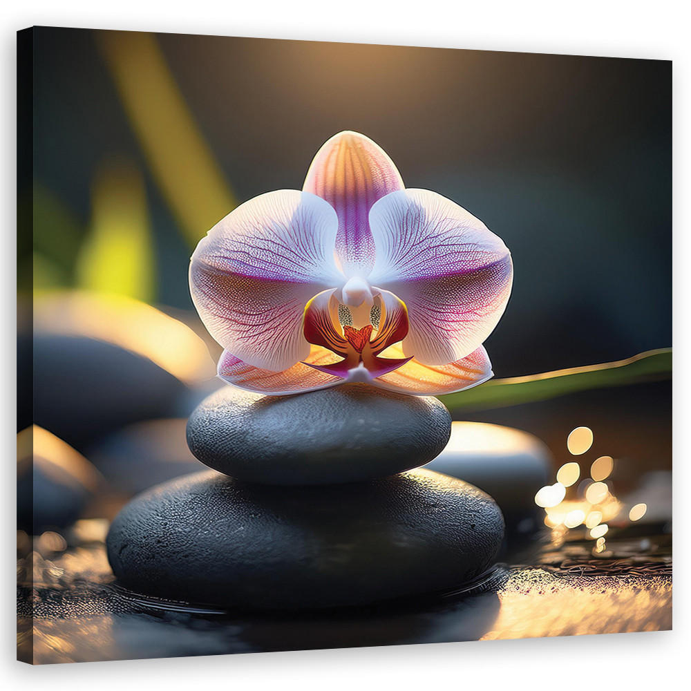 WANDBILD orientalische steine und blumen - Grün, Textil (50/50cm) - Feeby