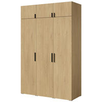 DREHTÜRENSCHRANK mit Aufsatz Napoli 3D 150 Eiche Cremona (schwarzer oder goldener Griff) - Eichefarben/Silberfarben, Holzwerkstoff/Kunststoff (150/35/60cm) - mzm24