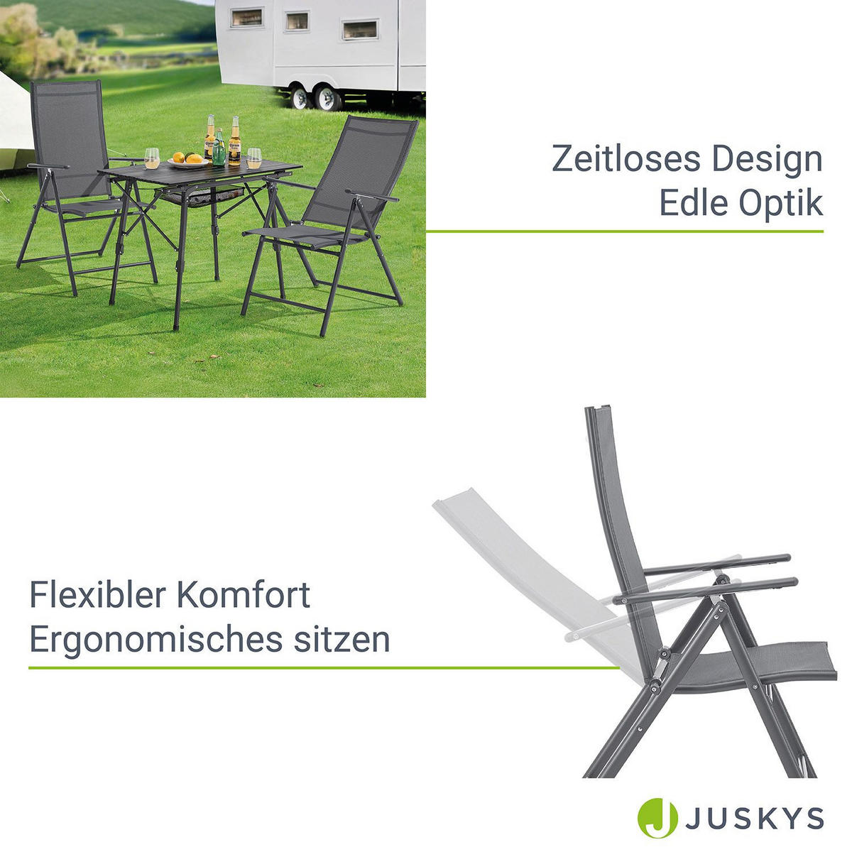GARTENSTUHL Calena Anthrazit klappbar (4er Set) - Anthrazit, Metall (57/105/68cm) - Juskys
