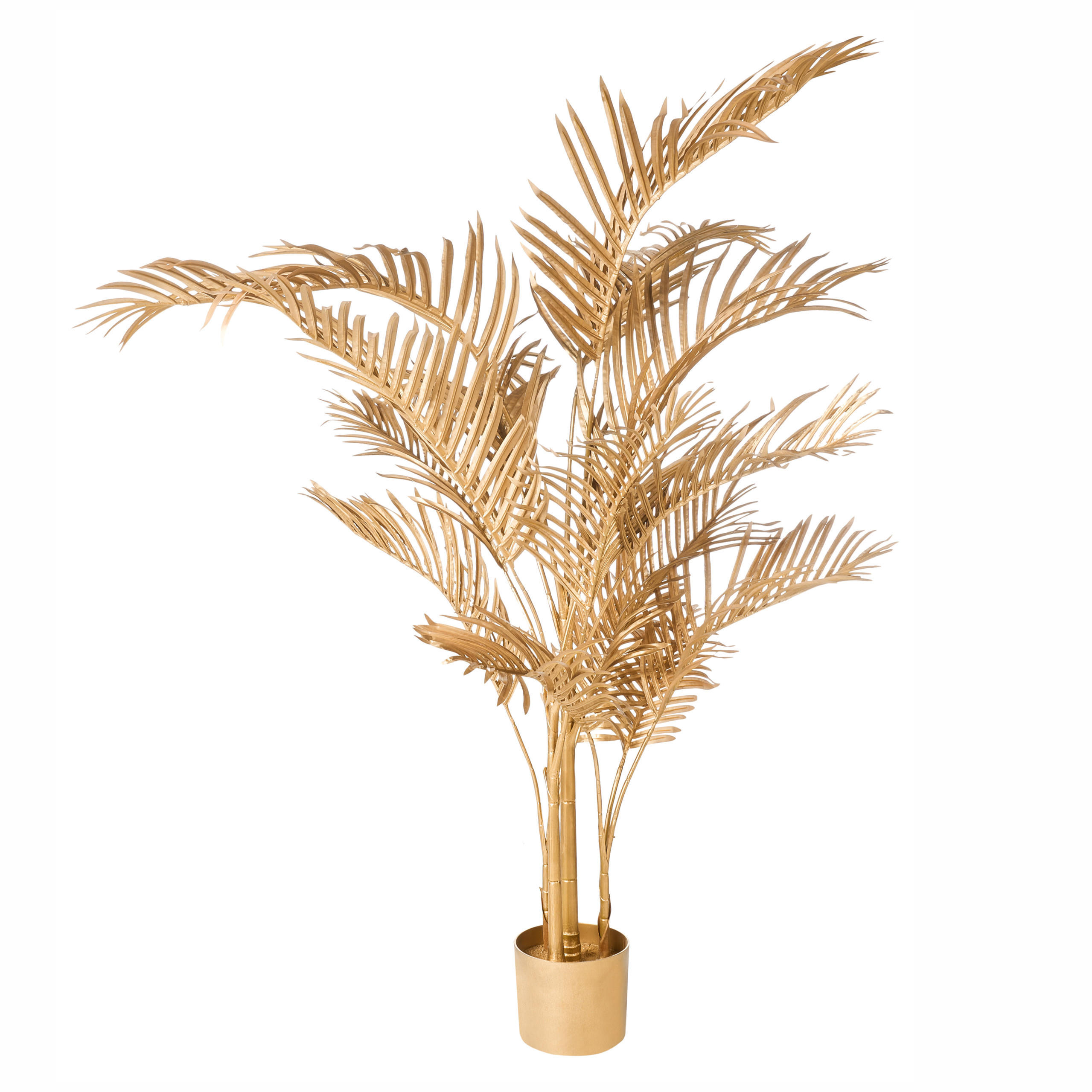 KUNSTPFLANZE im Blumentopf 160 cm Gold Areca Palm - Goldfarben, Kunststoff (160cm) - Beliani