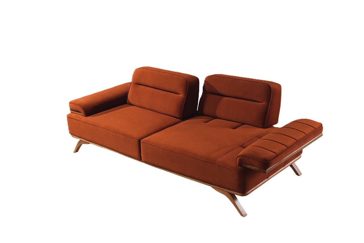 SOFA Andorra 2-Sitzer Samt Terracotta - Terracotta, Textil (200/85/95cm) - Villa Möbel