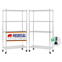 GITTERREGAL 2er - Set HADES mit Rollen & 4 Gitterböden Metall 160x90x40cm Silber - Silberfarben, Metall (90/160/40cm) - PROREGAL