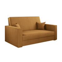 SOFA, Schlaffunktion - America Stoff Poso Senffarbe - Currygelb, Holz (137/77/112cm) - Kaiser Möbel