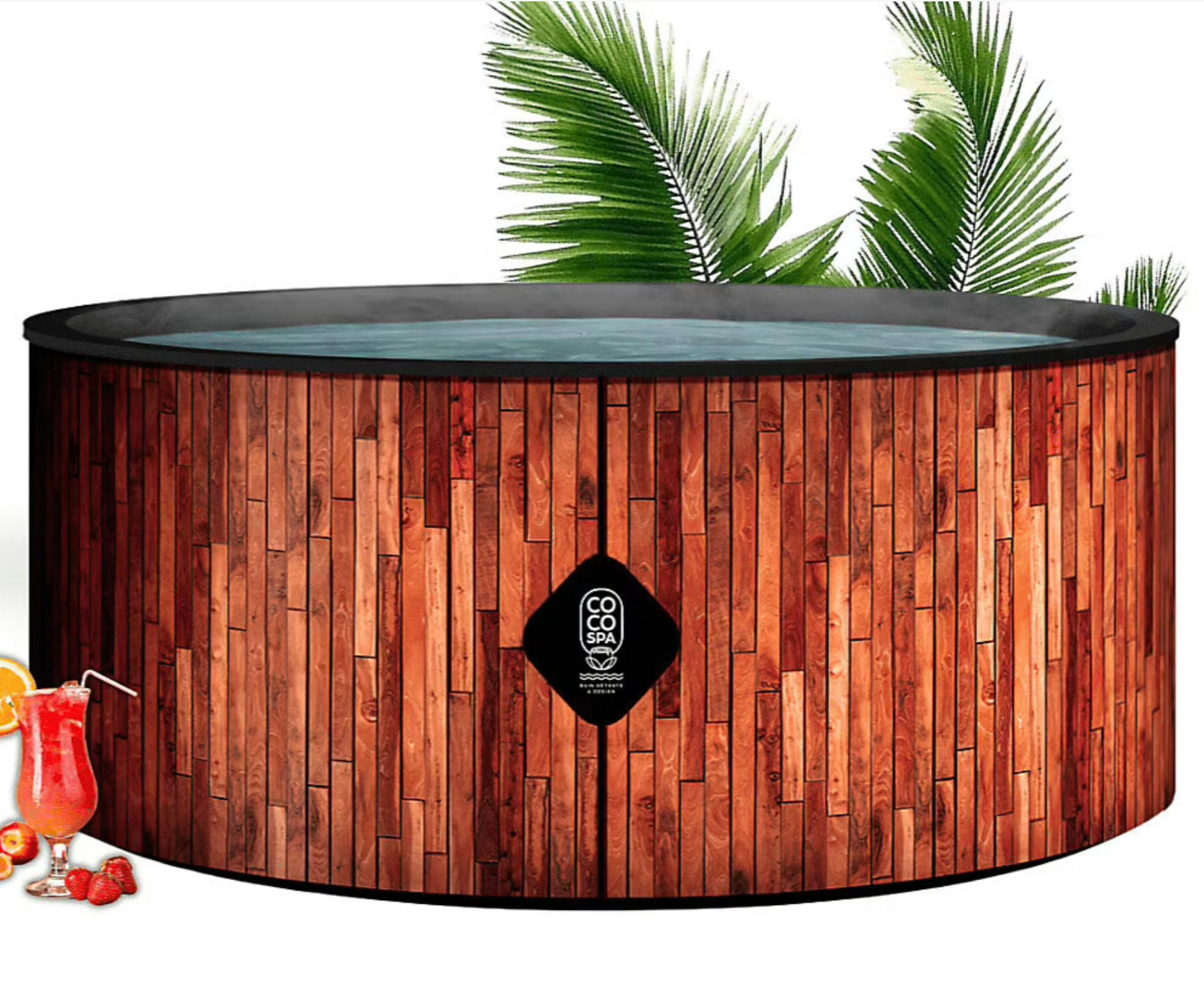 POOL Aufblasbar Ibiza – 180 cm Durchmesser – 1100 Liter – Echtholz-Optik - Braun, Kunststoff (180/70/70cm) - COCO SPA
