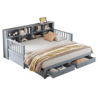 SCHLAFSOFA 90/190 cm ausziehbar auf 180/190 cm mit Stauraum, Steckdose, 2 Schubladen und Lattenrost, Grau - Grau, Holzwerkstoff (117/80/196.2cm) - Redom