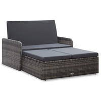 LOUNGEGARNITUR mit Auflagen und Kissenbox, aus Poly Rattan, Grau, 2-teiliges Set - Grau, Kunststoff/Textil - vidaXL