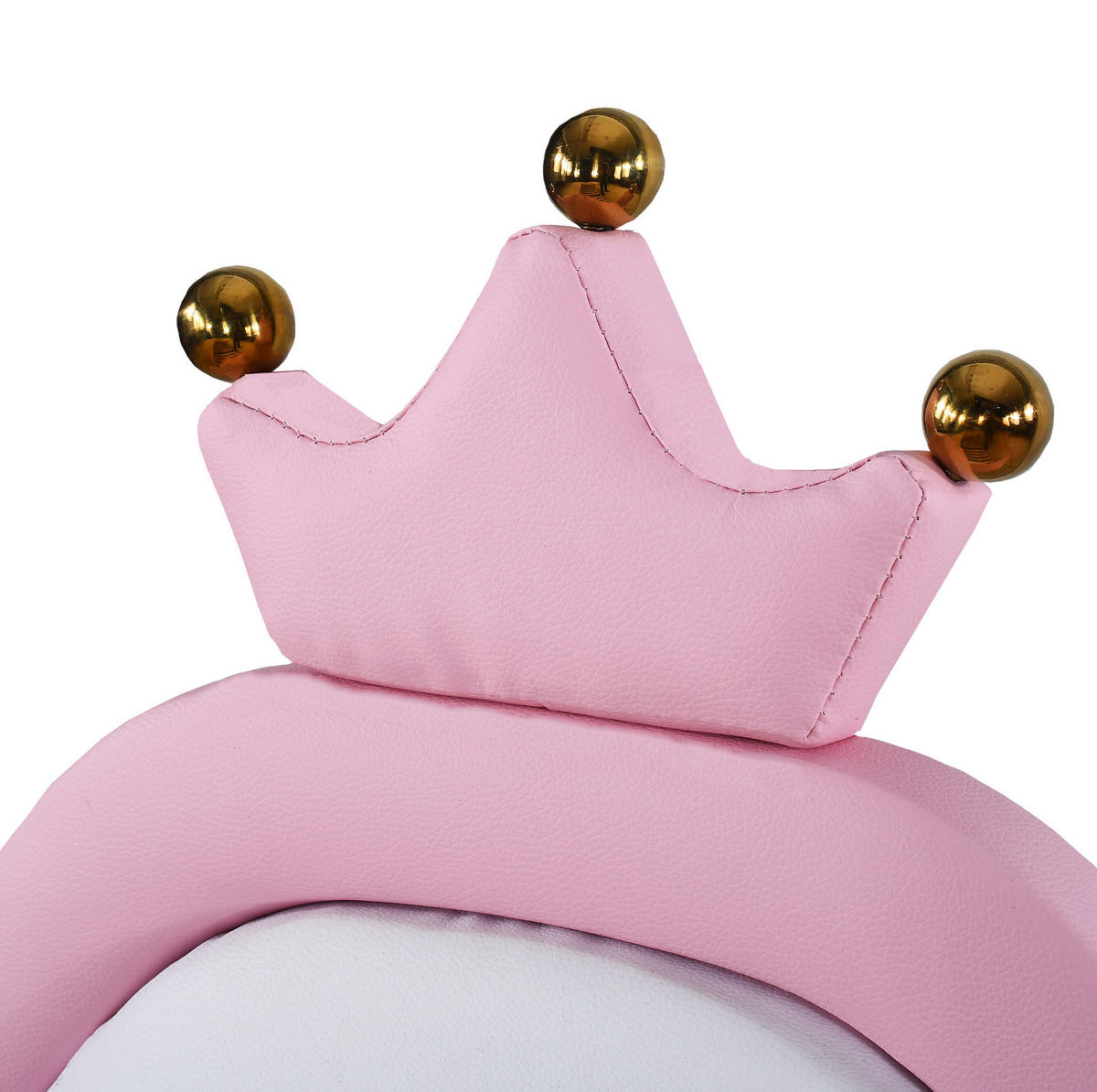KINDEREINZELBETTEN aus Kunstleder 90x200 cm in Rosa mit Kronen-Kopfteil - Rosa, Leder (90/200cm) - Modfu
